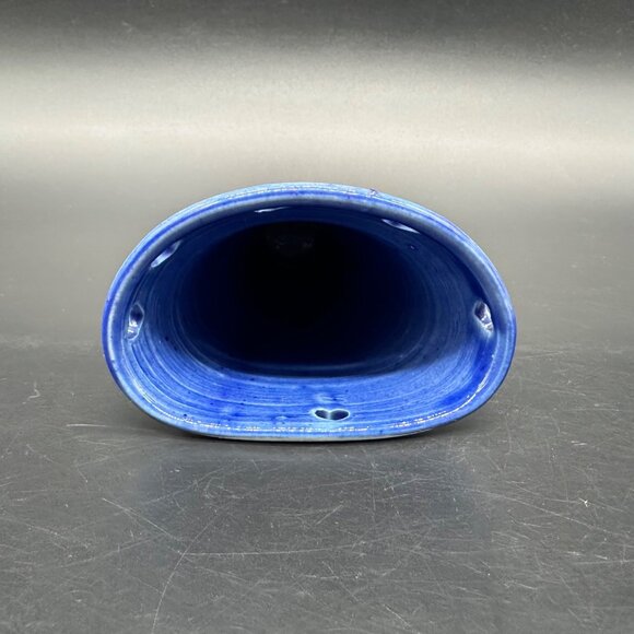 Art Pottery Wall Pocket Vase Blue Heart Cutouts Signed Handcrafted Hanging - Picture 4 of 11